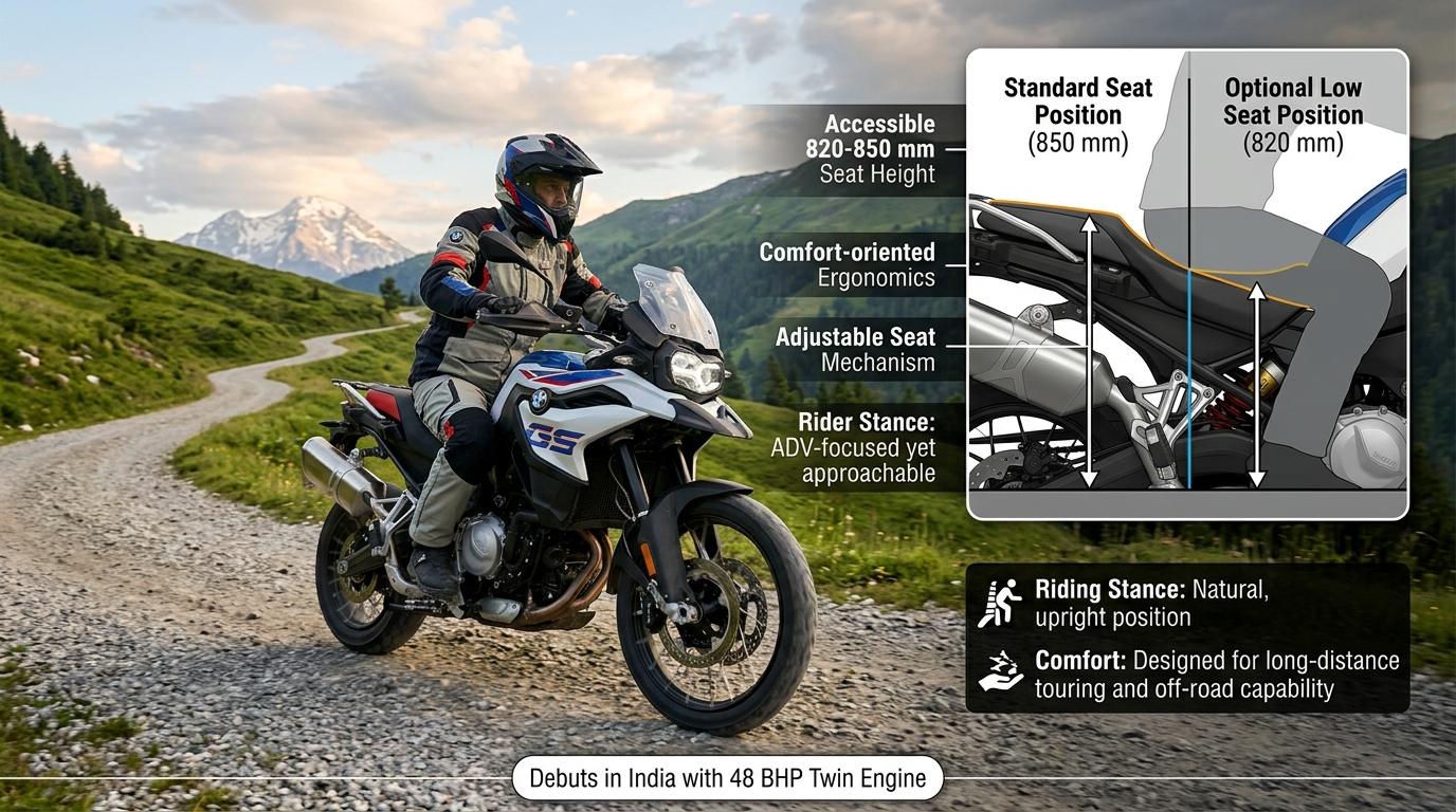 BMW F 450 GS Debuts in India With 48 BHP Twin Engine 4 BMW F 450 GS Seat Height and Comfort