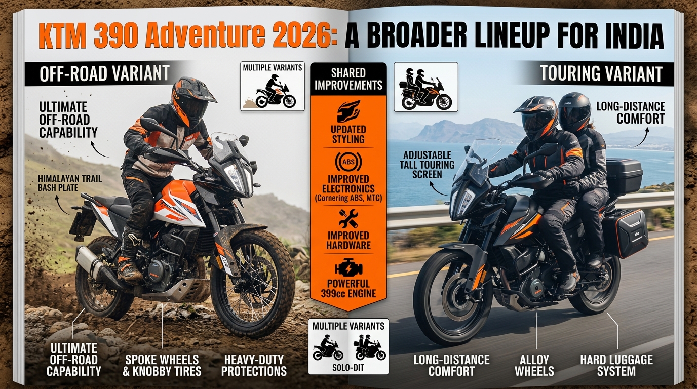 KTM 390 Adventure 2026 Variants Explained Price and Differences