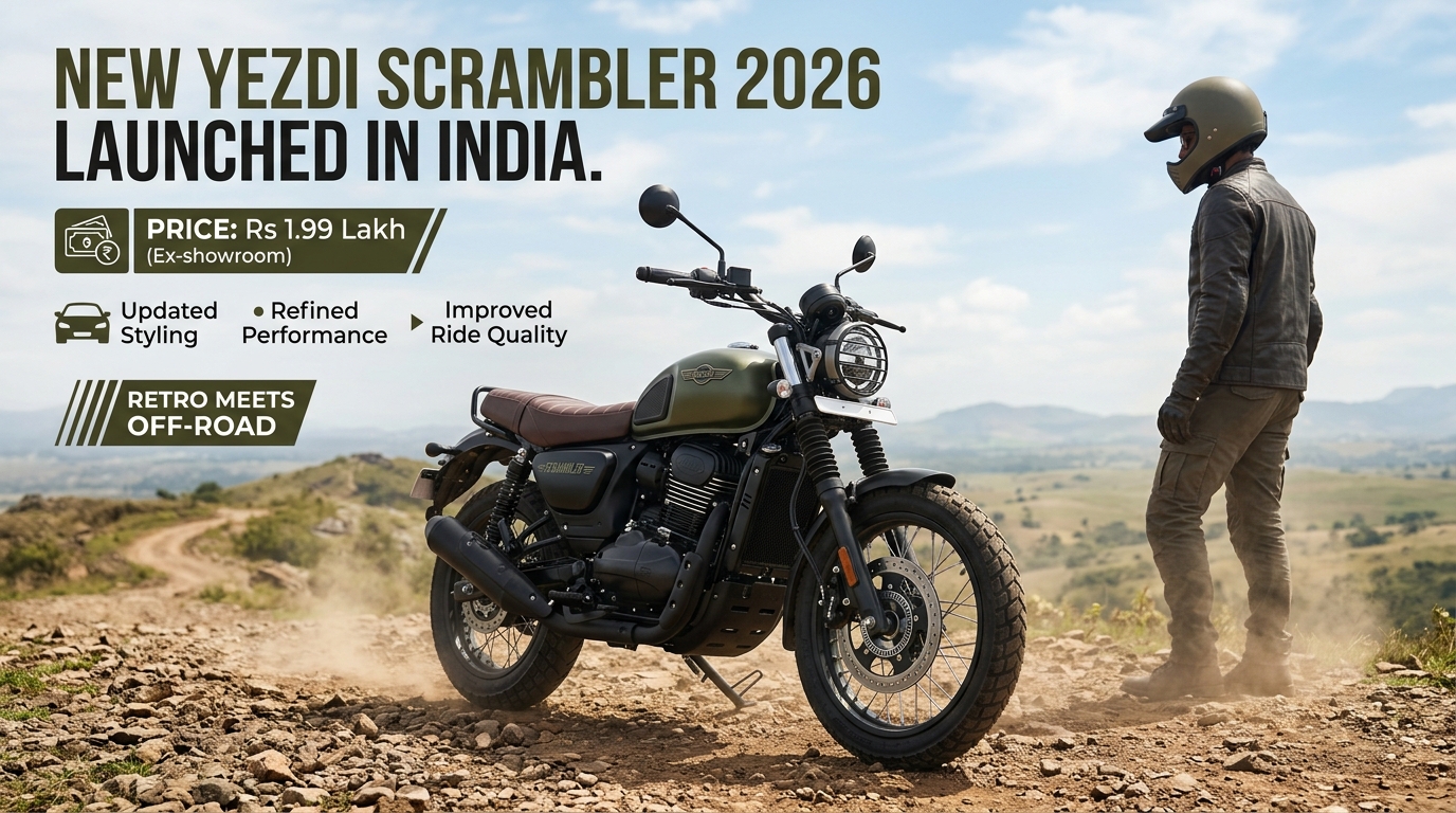 Yezdi Scrambler 2026 Launched in India at Rs 1.99 Lakh